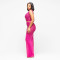 Fashionable women's sexy perspective mesh rhinestone long skirt two-piece set