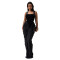 Fashionable women's dress with a waist cinched, backless, sleeveless, and hip hugging design