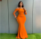 Square collar long sleeved sexy hip hugging long skirt party long dress women's foreign trade