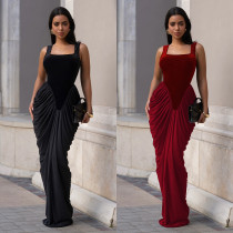 Fashionable women's dress with a waist cinched, backless, sleeveless, and hip hugging design