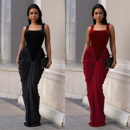 Fashionable women's dress with a waist cinched, backless, sleeveless, and hip hugging design