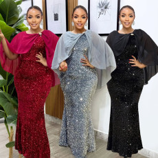 New sequin temperament commuting sequin dress party long dress evening dress women