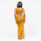 Fashionable women's sexy perspective mesh rhinestone long skirt two-piece set