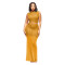 Fashionable women's sexy perspective mesh rhinestone long skirt two-piece set