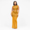 Fashionable women's sexy perspective mesh rhinestone long skirt two-piece set
