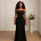 New Fashionable Sexy Chiffon Dress with Rhinestone Sequins for Women Party Gowns