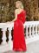 Summer new sloping shoulder and exposed waist one sleeve formal dress with slit and large swing banquet evening dress