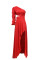 Summer new sloping shoulder and exposed waist one sleeve formal dress with slit and large swing banquet evening dress
