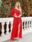 Summer new sloping shoulder and exposed waist one sleeve formal dress with slit and large swing banquet evening dress