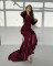 Autumn and Winter Cross border Women's Clothing Character Long Sleeve Fishtail Skirt Wine Red Dress Middle Eastern Clothing