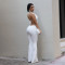 Fashionable women's sexy solid color backless top and pants set new