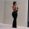 Fashionable women's sexy solid color backless top and pants set new