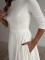 Elegant and minimalist round neck wedding dress with three quarter sleeves