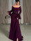 Long sleeved one-piece collar patchwork pleated slim fit dress