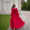 French high-end temperament chiffon dress with ruffle edge splicing and waist cinching long skirt