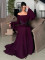 Long sleeved one-piece collar patchwork pleated slim fit dress