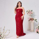 Oversized women's clothing exclusively for cross-border women's clothing, winter new style banquet sequin slim fit dress, lace up sexy