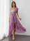 Sparkling chiffon single shoulder evening dress, grand party banquet dress
