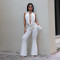 Fashionable women's sexy solid color backless top and pants set new
