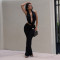 Fashionable women's sexy solid color backless top and pants set new
