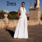 Dress new women's white backless hanging neck wedding banquet evening gown