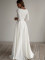 Elegant and minimalist round neck wedding dress with three quarter sleeves