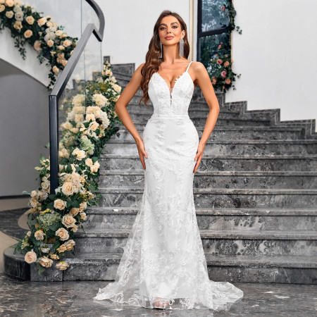 Sexy banquet, party, wedding, slim fit, hip hugging, bridesmaid, small trailing dress, dress