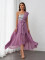 Sparkling chiffon single shoulder evening dress, grand party banquet dress