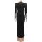 Fashion Women's High-Quality High-Neck Long-Sleeved Fitted Embellished Dress
