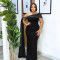 New sloping shoulder dress sexy hip hugging slim fit dress long skirt women's clothing