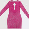 Sexy foreign trade hollowed out long sleeved dress, sexy hip hugging dress, short skirt, rhinestone hot chain terms