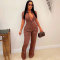 Sexy high-quality summer zipper pocket workwear jumpsuit