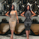 New backless sleeveless hot stamping dress with polyester mesh splicing and milk silk for parties