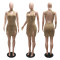 Hanging neck dress sexy deep V slit dress chain terms for women