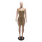 Hanging neck dress sexy deep V slit dress chain terms for women