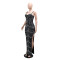 Fashionable women's rhinestone slim fit sexy bag hip slit dress for women
