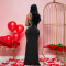 Cross border new sexy suspender V-neck long dress with slim fit and rhinestone wrapped buttocks