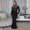 New hot stamping fashionable slim fit high neck hip hugging long dress for women