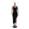 Hanging neck deep V tassel sleeveless party sequin dress sexy irregular bead skirt for women