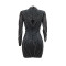 Long sleeved dress, fashionable rhinestone bubble bead wrapped hip dress, women's dress