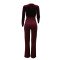 Women's sexy V-neck long sleeved rhinestone jumpsuit slim fit wide leg pants