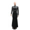 New hot stamping fashionable slim fit high neck hip hugging long dress for women