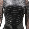 Hot selling sexy backless rhinestone wrapped hip dress for women, half high neck party long sleeved short skirt