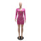 Sexy foreign trade hollowed out long sleeved dress, sexy hip hugging dress, short skirt, rhinestone hot chain terms
