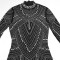 Long sleeved dress, fashionable rhinestone bubble bead wrapped hip dress, women's dress