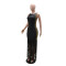 Hot stamping round neck sleeveless tassel skirt, party dress, hip hugging sexy women's clothing