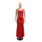 Cross border new sexy suspender V-neck long dress with slim fit and rhinestone wrapped buttocks