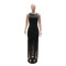 Hot stamping round neck sleeveless tassel skirt, party dress, hip hugging sexy women's clothing
