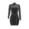 Long sleeved dress, fashionable rhinestone bubble bead wrapped hip dress, women's dress