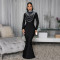 New hot stamping fashionable slim fit high neck hip hugging long dress for women